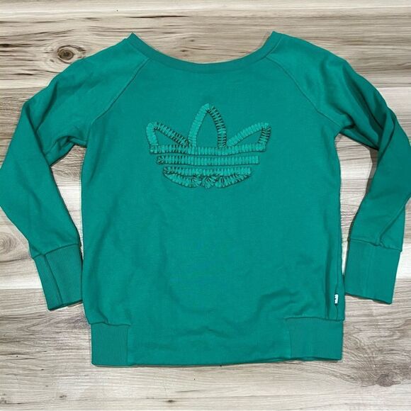 Adidas Equestrian Logo Green Sweatshirt Women’s Small - Picture 1 of 3